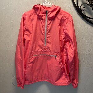 Charles River Apparel XS Coral Lightweight Pullover Windbreaker Jacket Hood